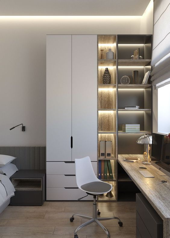 modern wardrobe with study table design