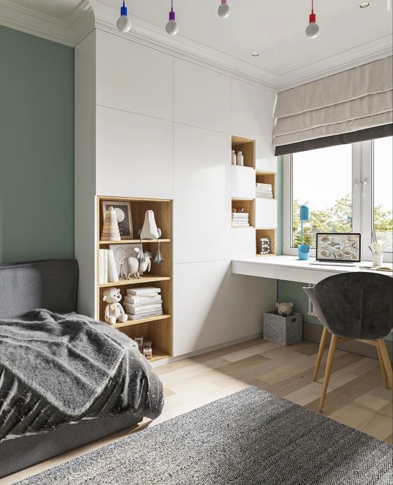 modern wardrobe with study table design