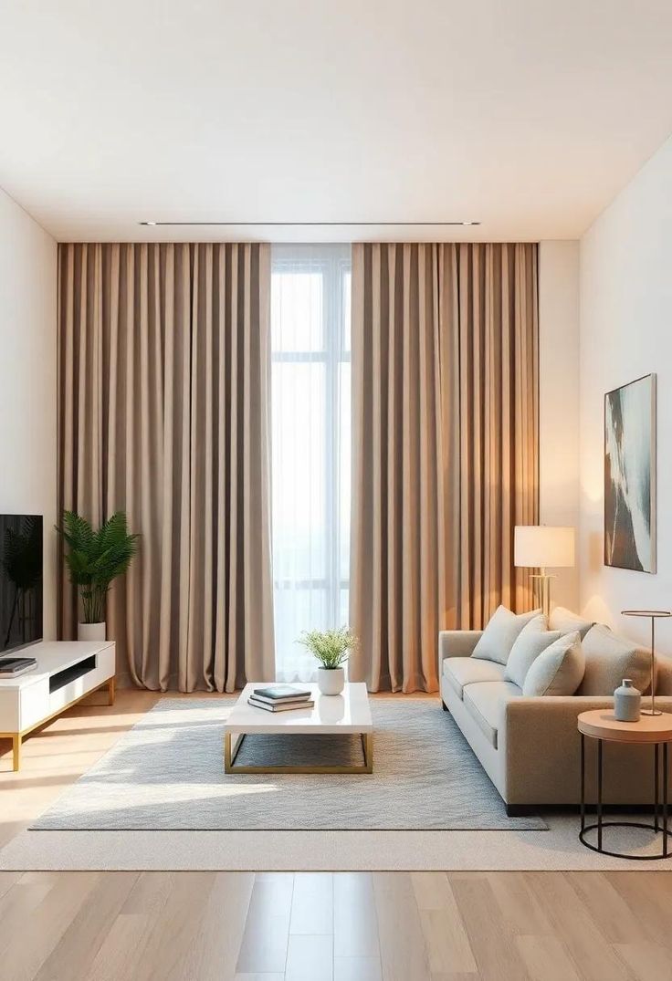 Living Room: Balance Bold Floors with Soft Curtains