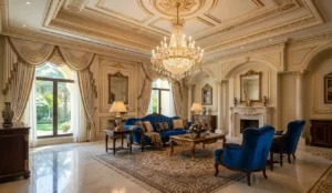 Classic interior design in a luxury Dubai villa with elegant details