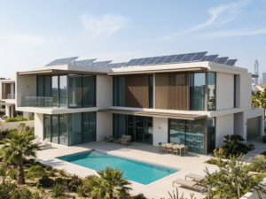energy efficient home design Dubai with solar panels