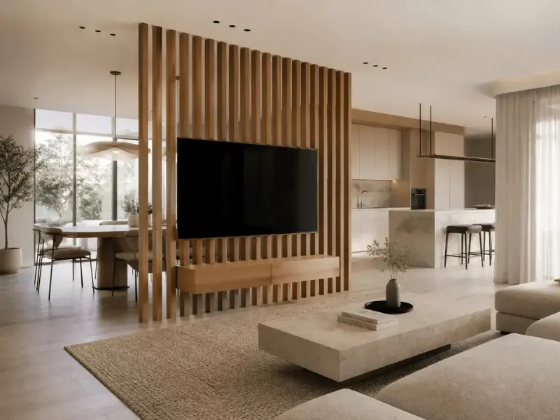 TV mounted on divider