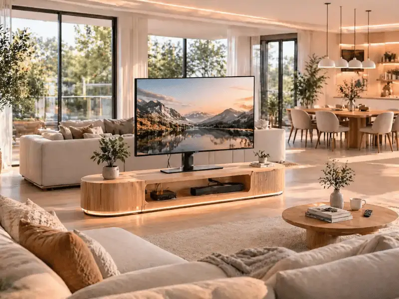 freestanding TV on minimalist stand