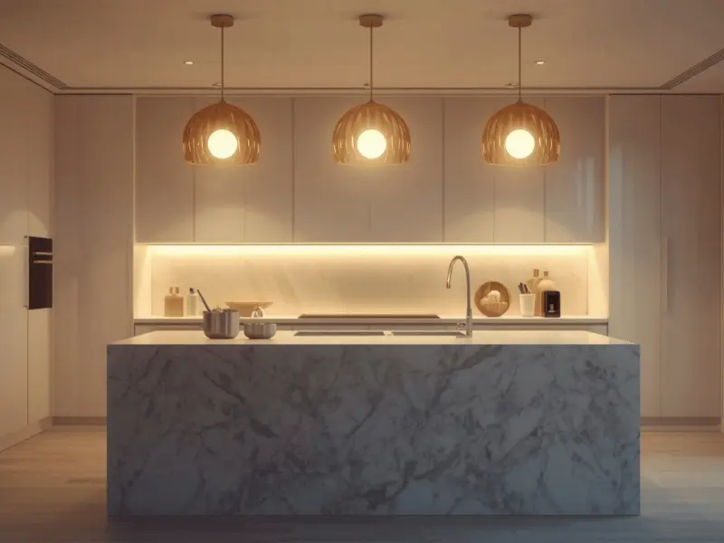 layered lighting in kitchen